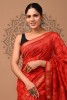 Maheshwari Silk Saree - Hand Block Red Blocks